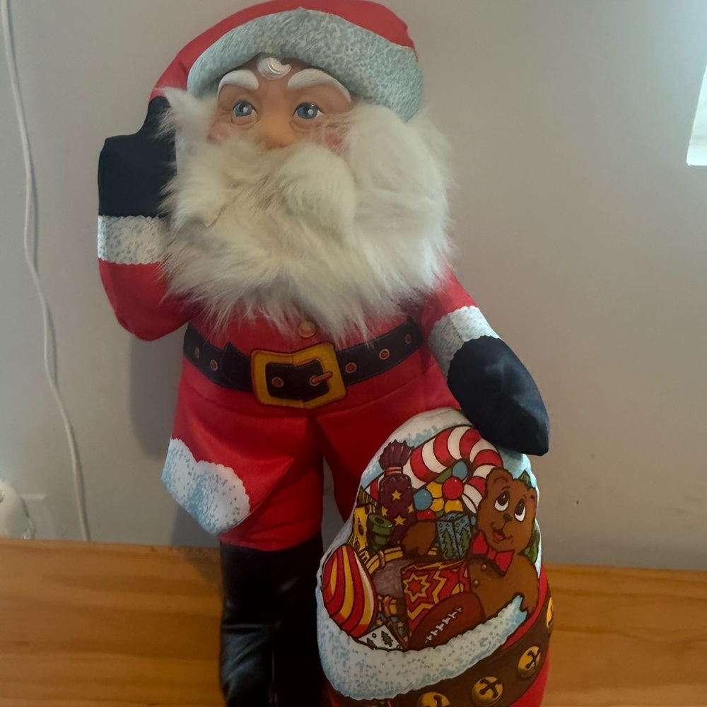vintage plush santa with plush toy bag by prairie marketing